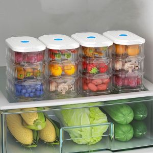NJJU Plastic Spice Storage Boxes 2/3/4 Layers Transparent Food Container Multifunctional Stackable Crisper Box for Home
