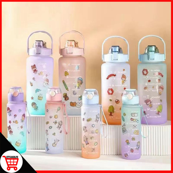 City Goods 2 in 1 Pastel Motivational Water Bottle Tumbler with Straw ...