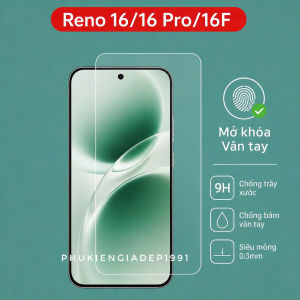 Kính cường lực Oppo Reno 16 Reno 16 Pro Reno 16F trong suốt bảo vệ màn hình Mở khóa vân tay