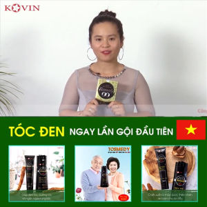Dầu gội đen tóc TOSMEDY - Dầu gội thảo dược nhuộm đen tóc nhuộm phủ bạc_ Gội là Đen. Hộp 2 gói nhỏ gọn hơn Dung Tích 45ml
