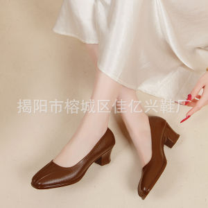 [Free Shipping] Plus-Size Fashionable High-Heeled Shoes For Women Chunky Heels 2026 New Spring/Autumn Collection Elegant Style Perfect With Dresses Comfortable To Wear Leather Shoes Suitable For Both Indoor And Outdoor Use