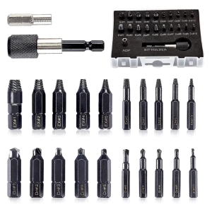 22 cái dụng cụ tháo vít hỏng Kit tháo rời ví và bu lông Stud trượt răng phá hủy Tước bị hỏng Remover Công cụ