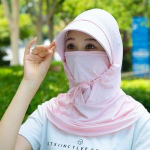 หมวกไหมน้ำแข็งกันแดด หมวกคลุมหน้าปั่นจักรยานฤดูร้อน