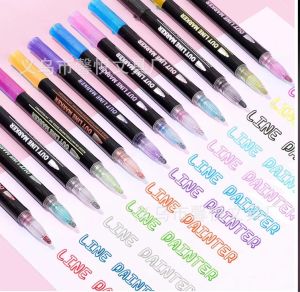 Bút Vẽ Màu Nước Ánh Nhũ Outlinepen 12 Màu Mực Mịn Siêu Đẹp Khô Nhanh Không Bị Lem