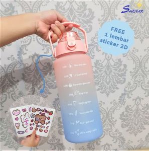 Botol Minum Kekinian 2 Liter Botol Minum Viral Botol Minum Motivasi Botol 2000ml FREE STIKER 2D