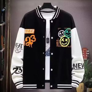 G&K เสื้อโค้ทคู่รัก แฟชั่นอินเทรนด์ แฟชั่น ระบายอากาศได้ดี ไม่อับชื้น แฟชั่นพิมพ์ลายแจ็คเก็ตเบสบอลฮิปฮอปหลวม