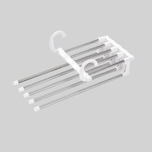 Creative Pants Hanger Stainless Steel 5-in-1 Clothes Hanger Space Saving Trouser Rack Home Wardrobe Organizer