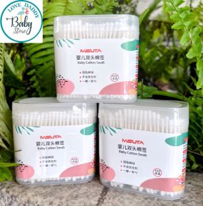 Tăm Bông Misuta Cho Bé Sơ Sinh Hộp 200 Que / 400 Que  Tăm Bông Trẻ Em Được Làm Từ Bông Tự Nhiên