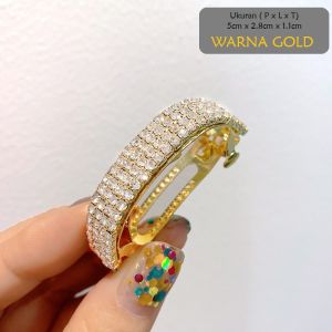 Jepit Rambut Barrette Kristal Permata 5cm Jepit Rambut Ponytail Otomatis Rhinestone AF11 HCO007