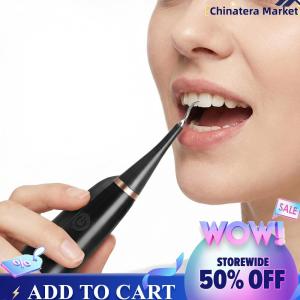 【Chinatera】Ultrasonic Tartar Plaque Stain Cleaning Tool with 3 Brush Heads Dental Scaler IPX6 Waterproof for Men Women Home Travel