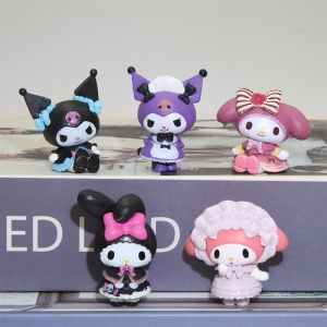 5 Pieces/set Sanrio Kawaii Kuromi Kt Cat Melody Cake Decoration Cartoon Action Doll Model Toy Happy Birthday Cake Topper Childrens Gift