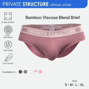 Private Structure Mens Bamboo Viscose Brief | Soft Breathable Seluar Dalam Lelaki - Smoke Red 4378