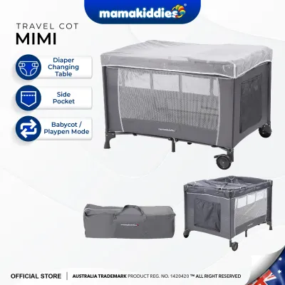 Mamakiddies MIMI Baby Bed 2 Level Portable Baby Playpen Baby Cot Travel Cot With Mosquito Net (EN Certified)