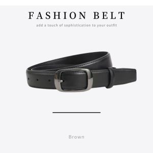 Leather Belt Women 2.4 Inch Wide Versatile Korean Casual Plain Geometric Metal Accessories Belts for Women