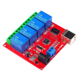 USB Controlled 4 Channel Relays Module ULN2803 5V 12V 24V Computer Intelligent Switching Controller for Automation