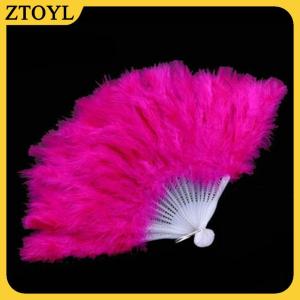 ZTOYL 9 Màu Sắc Mới Trang Phục Đám Cưới Showgirl Nhảy Gấp Tay Lông Fan Ưa Thích
