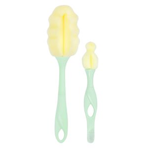Oberni (Ready Stock）Two-piece Brush Baby Bottle Nipple Sponge Brush Removable High-density Foam Cleaning Brush with Cup Brush Baby Bottle