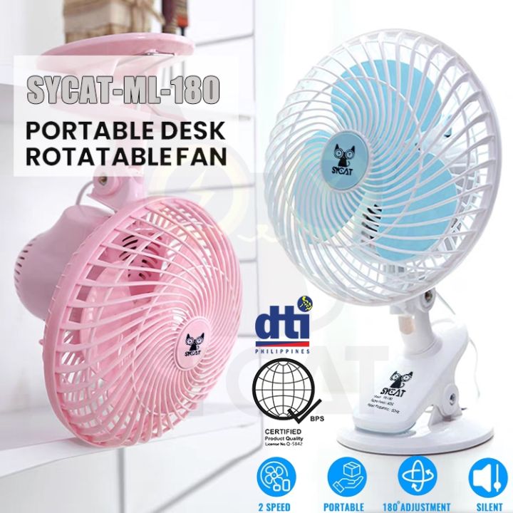 SYCAT 40W Clip Fan With Stand Electric Fan Two-Speed Wind Desk Fan