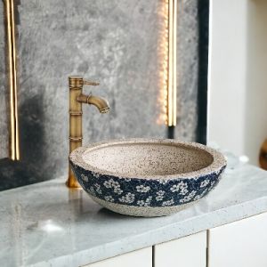 KOEN HANDMADE DESIGNER ART BASIN CERAMIC COUNTER TOP BASIN 410mm(D) x 140mm(H)