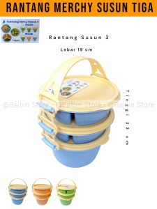 Rantang mercy susun 3 ukuran besar L 19 T 23 MIX WARNA PP5 Food Grade - rantang piknik