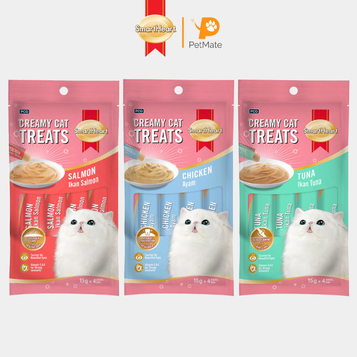 SmartHeart Cat Treat Creamy Chicken Salmon Tuna 60g Collection