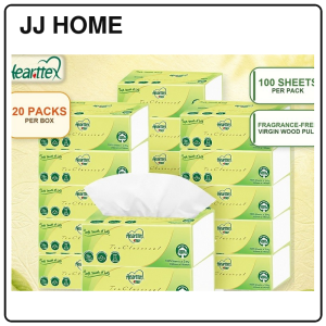 【JJ HOME】 【20Packs/Box】心相印Hearttex 3-Ply Facial Tissue 100 Sheets Soft Fragrance-Free Box Tissue Virgin Wood Pulp