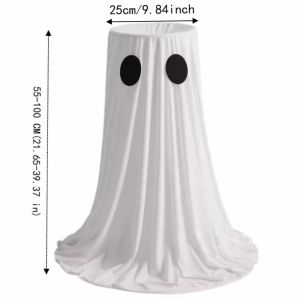 HETU070703. Triangular Support Halloween Ghost Candy Bowl Foldable LED Lights Lighted Ghost Candy Bowl Spooky Halloween Decor Halloween Candy Dish for Halloween  Party