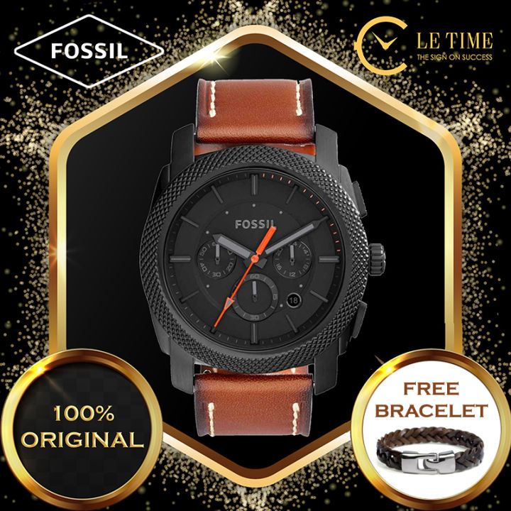 Authentic *FREE BRACELET*] Fossil Machine Chronograph Luggage