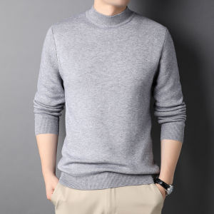 IELGY New Spring and Autumn Solid Color Half-turtleneck Mens Slim-fit Sweater Mens Youth Base Sweater Mens Clothing