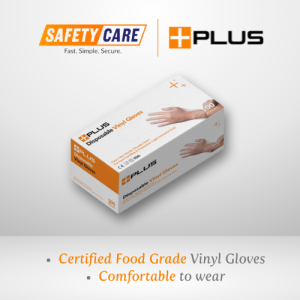 PLUS Vinyl Disposable Gloves Food Grade Powder-Free Disposable Gloves (100pcs) | CE FDA Certified | Ready Stock in Singapore/Fast Delivery