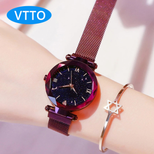 VTTO Fashion Women Diamond Flower Wrist Watch Simple Casual Round Watch Women Waterproof Quartz Digital (No Bracelet)