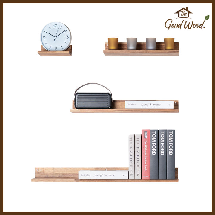 ชั้นวางของติดผนังไม้ ACACIA กว้าง 20cm สไตล์มินิมอล