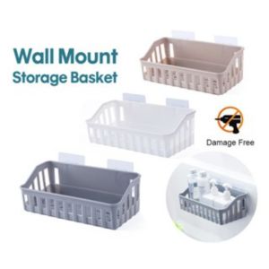【12 hours delivery】Bathroom Plastic Storage Rack Self-Adhesive Seamless Kitchen Wall Mounted ABS Storage Organizer