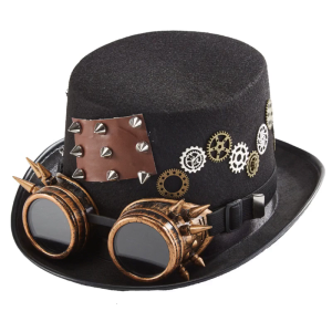 Gothic Steampunk Hat Victorian Top Hat Gothic Rivet Gear Chain Goggles Top Hat Fancy Dress Accessory for Men Women