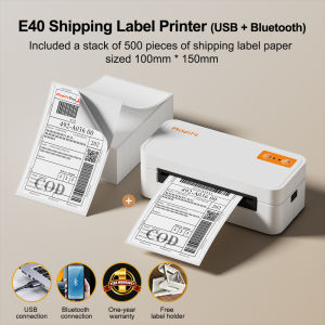 AiYin E40 Waybill Thermal PrinterA6 Bluetooth/USB Printer Shipping Label Barcode Printer FREE HOLDER