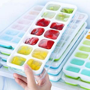 Khay Làm Đá Silicon có nắp đậy Đậy khử khuẩn Chống Mùi Tủ Lạnh Khuôn Làm Đá  Làm Thạch Cao Cấp