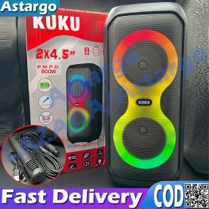 TWS Big Bluetooth Speaker Extra Super Bass double 4.5 inch Wireless Speaker Multifunction Portable Stereo HiFi Karaoke Audio System High Quality Sound High capacity battery With Wired Mic AUX USB MP3 Player FM Radio Disco RGB Party Light