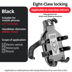 FONKEN Universal Upgraded Eight Claws Mobile Phone Holder for Motorcycle Scooter ATV Bicycle E-bike Cell Phone Bracket