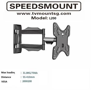 SG stock TV bracket SPEEDSMOUNT single arm full motion corner mounting 21 to 58 inch LED LCD
