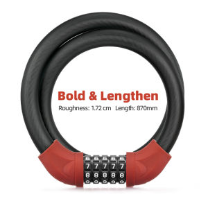 ROCKBROS Bike Cable Lock Thickened Steel MTB Road Bike Anti-theft Password Lock PVC Wrapped Motorcycle Safty Lock