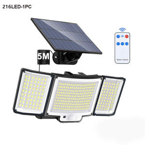 216 LED beads solar powered human body sensing wall lamp for home courtyard LED three head rotating solar wall lamp lighting small street lamp