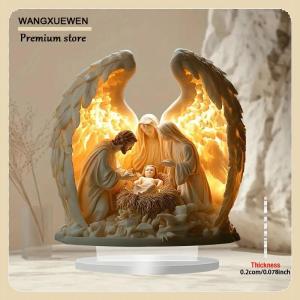 [COD] 2026 New Nativity Jesus Birth Scene Xmas Table Centerpiece Accessory 2D Flat Acrylic For Home Office Decoration Party Ornment