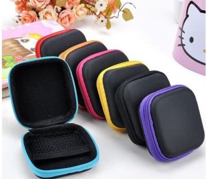 Mini Zipper Box Fiber / Pouch Headset / Tempat Headset Persegi / Tempat Earphone