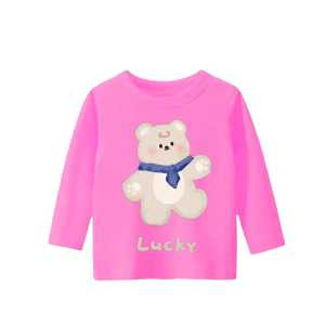 Baju Atasan Kaos Anak Premium Lengan Panjang Unise Cowok-Cewek Berkarakter Motif Lucky Bear