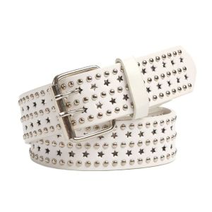 NEEUJ เหมาะกับการแต่งตัวทุกสไตล์ พังก์สไตล์ สง่างามเรียบหรู หมุดย้ำ หลุมดาว หัวเข็มขัดโลหะโลหะ รูห่วงคู่ การตกแต่งกางเกง ตกแต่งชุดเดรส เข็มขัดสไตล์ Y2K เข็มขัดคาดเอวเกาหลี เข็มขัดเอวผู้ชาย เข็มขัดเอวผู้หญิง