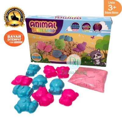 Pasir ajaib mainan edukasi anak cetakan animal space magic sand