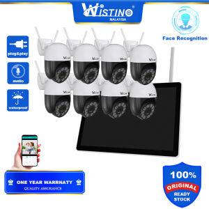 Wistino HD 4MP Solar Battery Surveillance IP Camera 4CH NVR System Kit Wireless Outdoor CCTV Camera Waterproof Night Vision Motion Detection Security Cameras With 10.1 inch LCD Monitor EseeCloud app