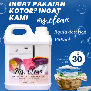 Deterjen Liquid Cair Laundry 1 Liter ms clean Sabun Cuci cair Pakaian Baju Wangi Tahan Lama