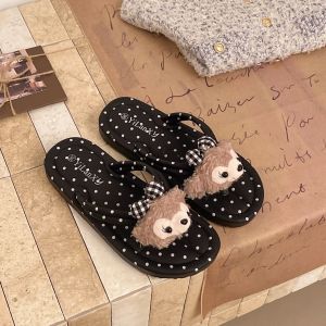 [Free Shipping] Korean-style polka dot summer flip-flops fashionable and casual Ins non-slip indoor flat-soled outdoor comfortable beach sandals