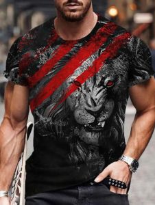 Fashion Mens Summer Short-Sleeved T-Shirts 3D Colorful Scratch Graphic Tees Casual Streetwear American Retro Tshirts for Men